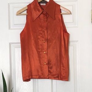 Vintage Gorgini Silk button tank